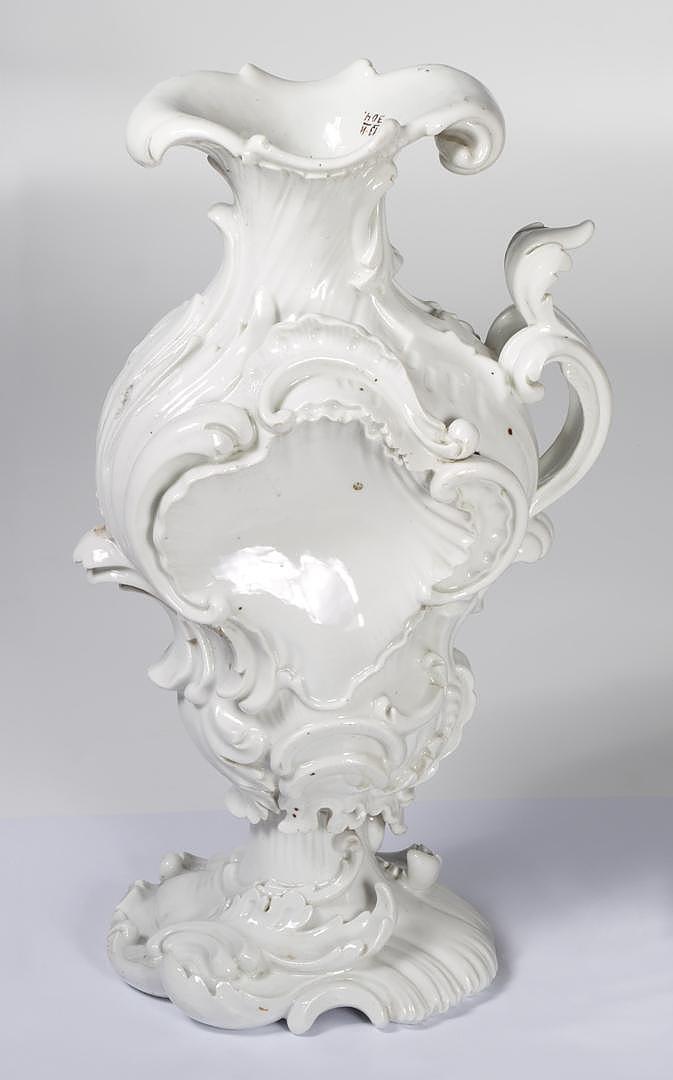 Vase with molded rocaille decoration, porcelain